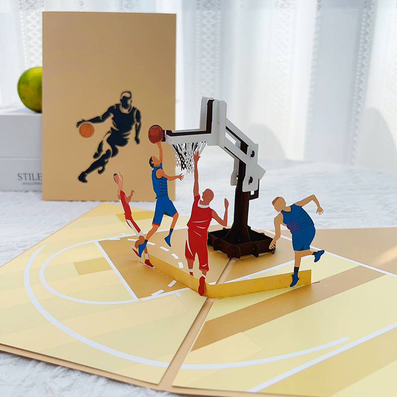 篮球运动3D创意卡片立体贺卡