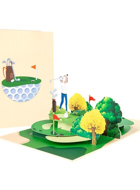 高尔夫球立体贺卡男生运动体育学生老师创意卡片小众高级感3D纸雕