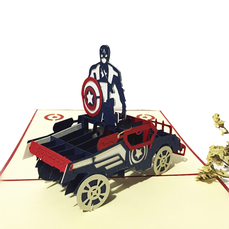 美国队长超级英雄立体贺卡 男孩儿童节super man电影梦想生日礼物