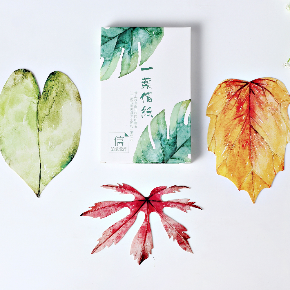 简约文艺复古风异形树叶明信片