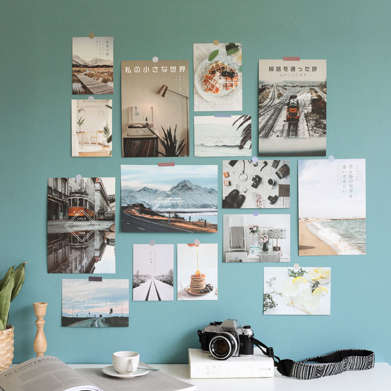 墙面装饰卡片15张ins北欧寝室办公室文艺墙贴装饰画日式色彩 贝祥图片