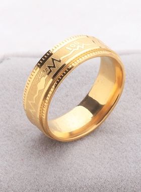 男女钛钢8mm心电图金色情侣学生