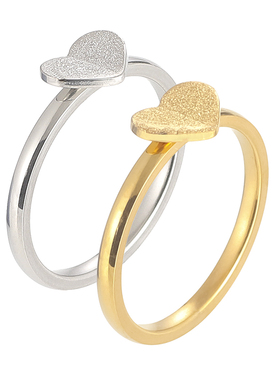 新泱女性钛钢个性珍珠砂戒指