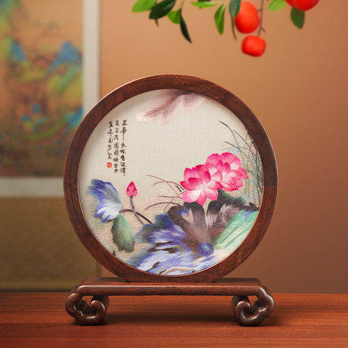 苏绣摆件手工双面绣桌面装饰台屏中国特色商务伴手礼品送老外客户