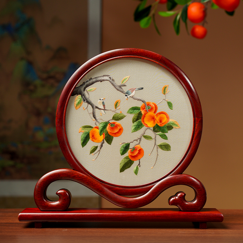 苏绣摆件家居饰品新中式双面绣屏风非遗工艺品乔迁新居师教师礼物