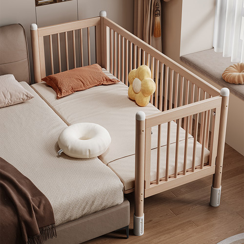 儿童拼接床榉木实木床边加宽定制宝宝小床婴儿大人可睡护栏可升降