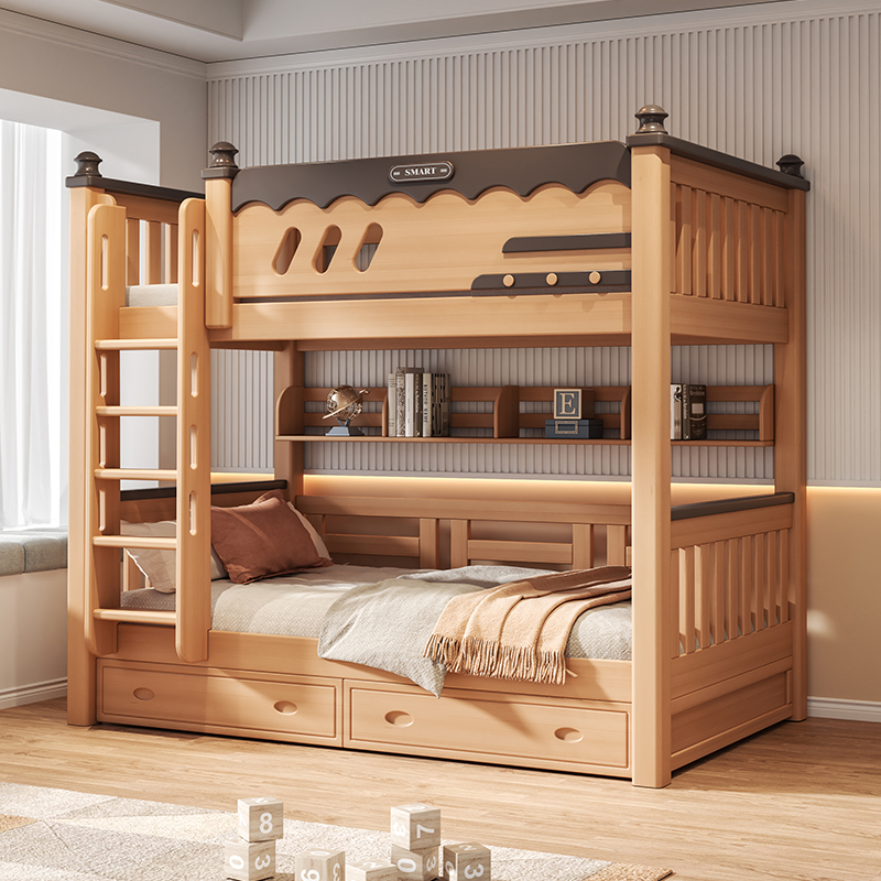 全实木上下铺儿童床小户型床榉木双层床子母床高低床上下床两层床