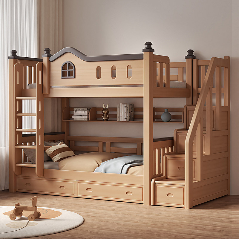 全实木上下床榉木上下铺加高护栏子母床互不打扰双层床儿童床木床,住宅家具,高低/子母床,淘宝优惠券,粉丝福利购,淘宝优惠卷