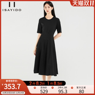 小个子收腰显瘦气质长裙子 新款 傲丝度圆领短袖 连衣裙女2025秋季