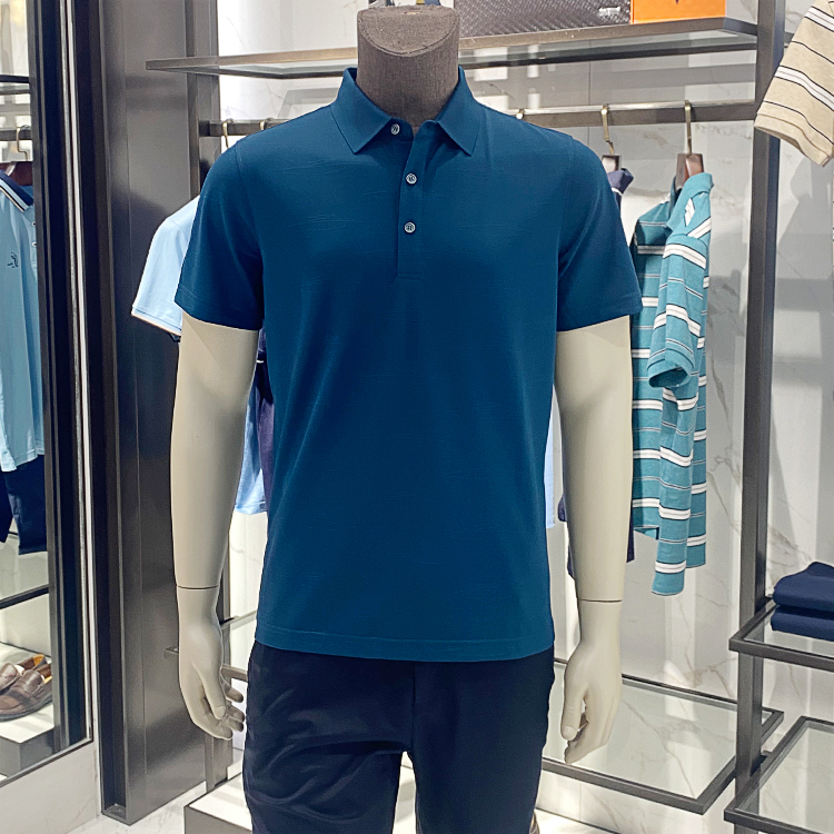 华斯度男士商务桑蚕丝翻领T恤