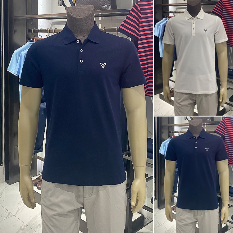 华斯度男士翻领纯色休闲T恤POLO