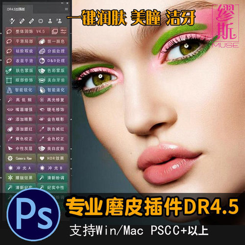 PS专业磨皮扩展插件 DR4.5中文版美白调色润肤影楼后期批量修图