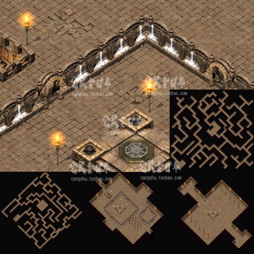 传奇地图素材 新百区 沃玛 4层 高清 套图 地砖无缝封边 DT878