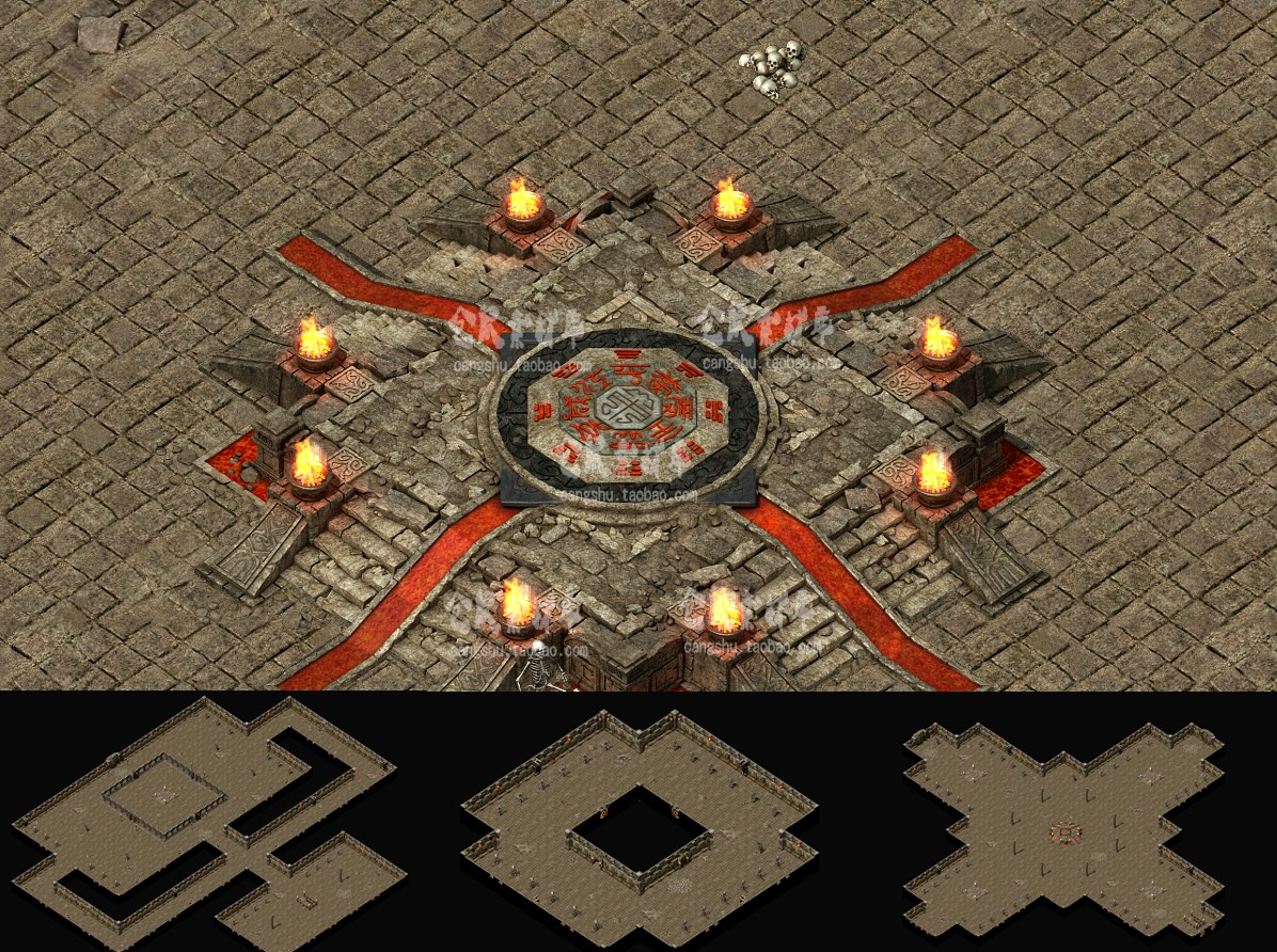 传奇地砖地图素材 牛魔祭司 高清动态 独立地砖完整封边 DT317