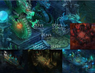 传奇地砖地图素材 四圣兽地图总4层 高清地砖 无缝封边 DT613