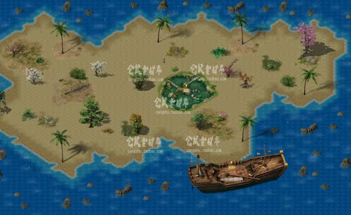 传奇地图素材  蓬莱岛   高清动态独立地砖无缝封边 DT068