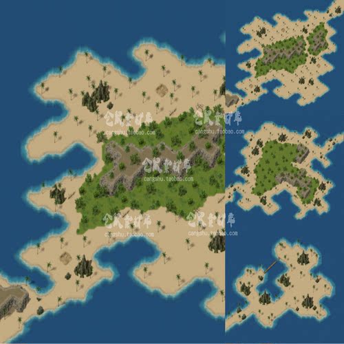 传奇地图素材 高品质系列 海岛三层高清独立地砖 无缝封边 DT751