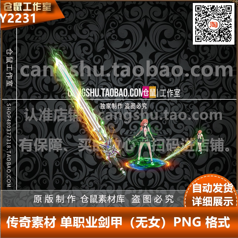 传奇装备素材 定制款 女衣服武器 高清剑甲套装素材 Y2231