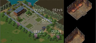 传奇地图素材  庄园带配套房间 高清动态独立地砖 无缝封边DT473