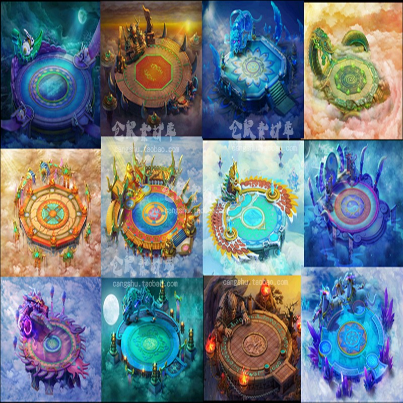 传奇地图素材  十二生肖 独立集成套图 真彩 无缝封边  DT684