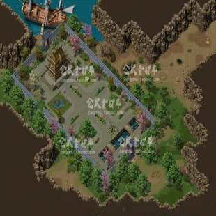 传奇地图素材  灵山庄园   高清动态独立地砖无缝封边  DT664