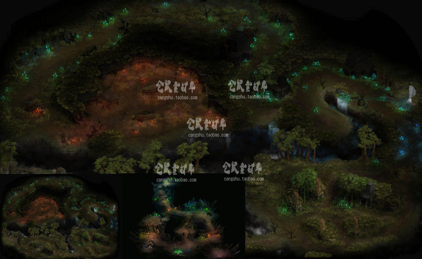 传奇地图素材 奇迹系列 幽暗密林 动态地砖地图 无缝封边 dt576