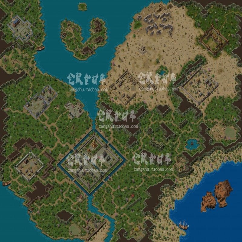 传奇地图素材   主城大陆 土城 天城  独立地砖 无缝封边   DT845