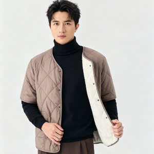 冬短袖内胆男棉薄打底男中袖棉服