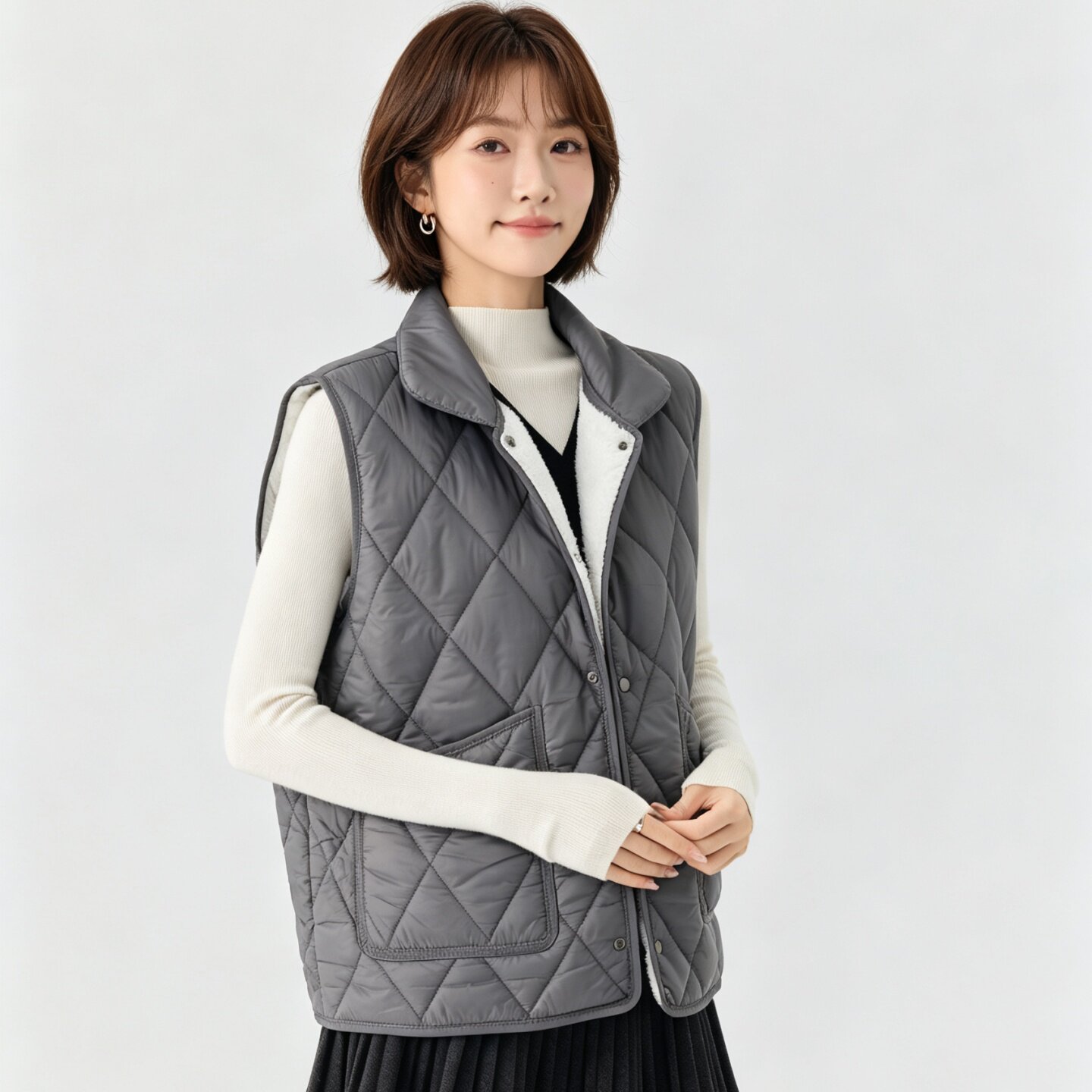 秋冬羽绒棉马甲女短款加绒加厚打底内胆保暖坎肩背心宽松内穿马夹