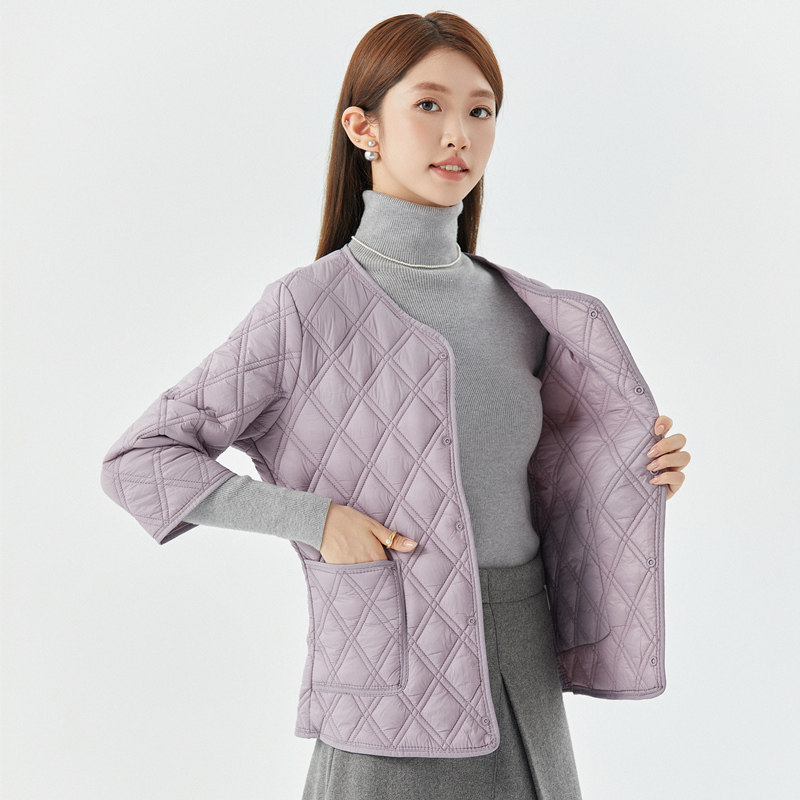 修身简约百搭七分袖棉服棉衣女