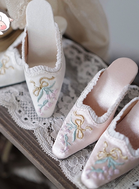 FT新新 BJD鞋bjd家具三/四分回声镇SD10/GR MDDMSD熊妹刺绣高跟鞋