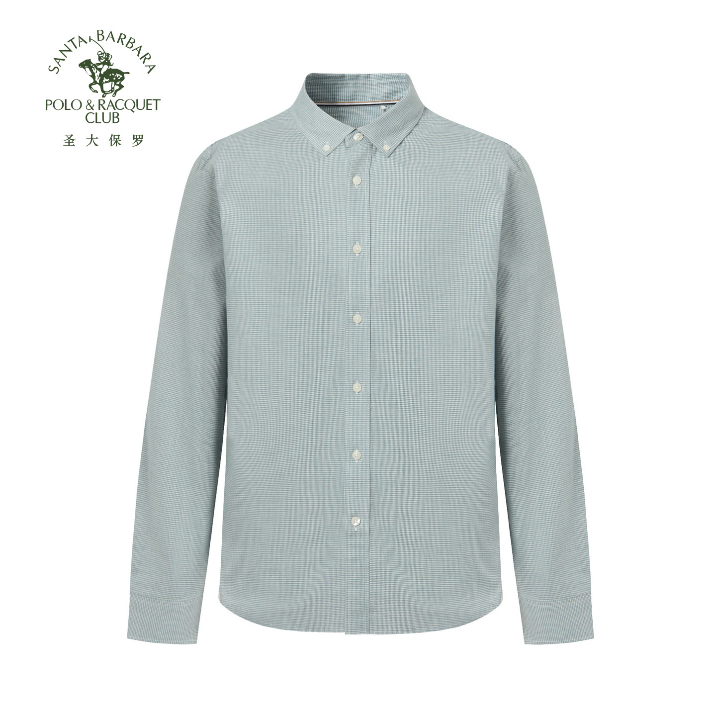 【100%棉】圣大保罗男式长袖衬衫2026春夏新品外套纯棉千鸟格上衣