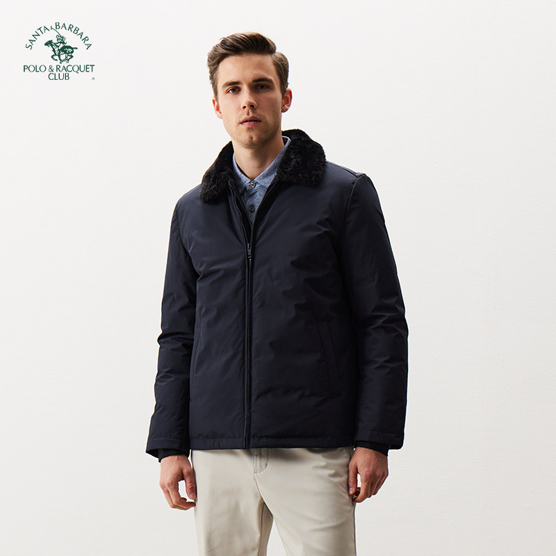 圣大保罗羽绒服男款冬季翻领白鸭绒保暖时尚外套羽绒服爸爸男装