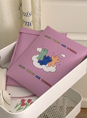 ins风卡通个性粉色小熊快递袋信封袋服装打包包装袋防震气泡袋