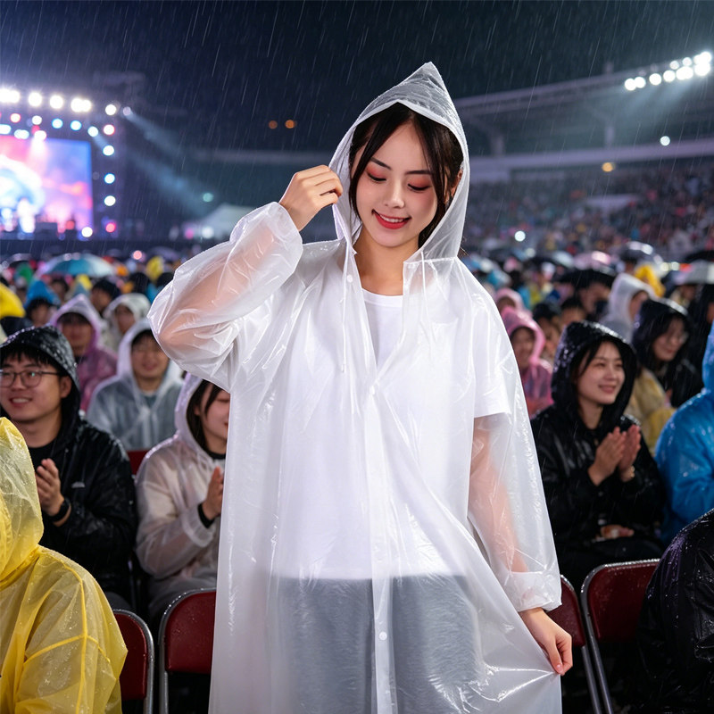 EVA加厚防暴雨长款雨披图片