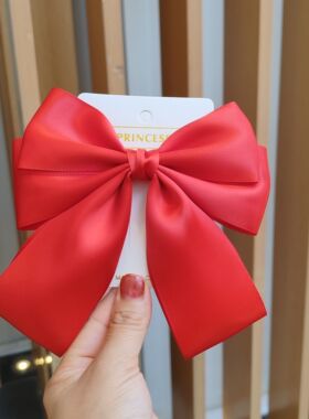 纯手工红色大蝴蝶结发夹头饰马尾蝴蝶结发夹女后脑勺儿童表演发饰