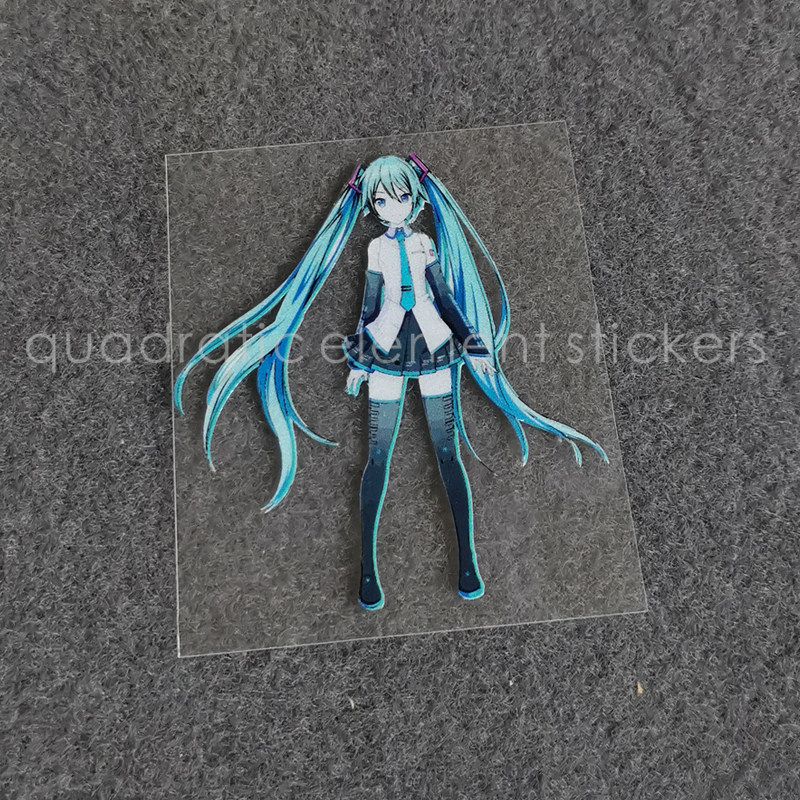 初音未来miku葱娘二次元动漫反光贴纸防水电脑手机电动车车身