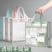 透明考试专用补习袋子科目分类手提袋拎书双层文件收纳作业试卷袋