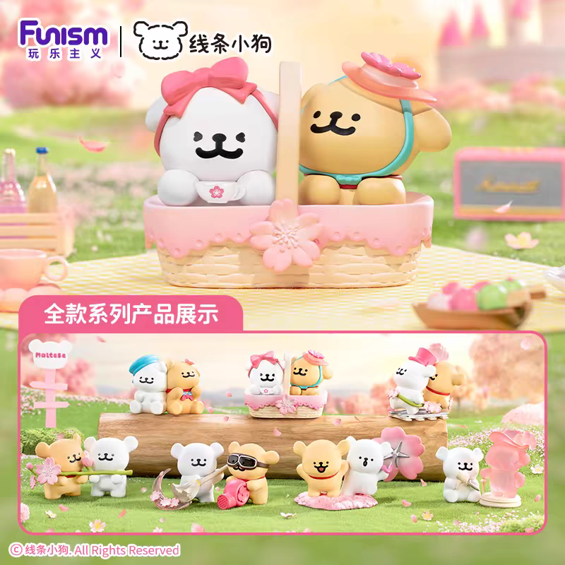 线条小狗浪漫樱花系列盲盒潮玩
