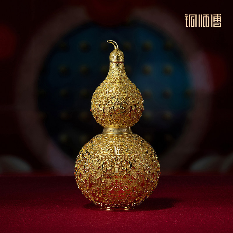 铜师傅 铜摆件《花丝吉祥葫芦》家居饰品桌面客厅装饰品摆件