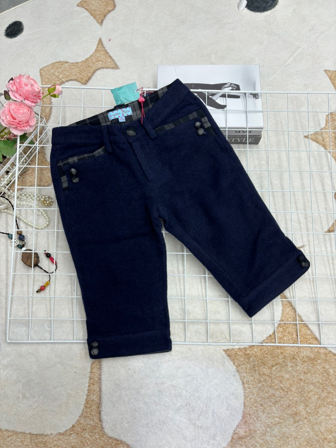 阿家高品质时尚简约呢料休闲裤五分靴裤女夏季新款高腰显瘦裤子,女装/女士精品,休闲裤,淘宝优惠券,粉丝福利购,淘宝优惠卷