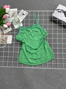 时尚 百搭上衣 韩系复古简约气质显瘦百搭绿色吊带背心女款
