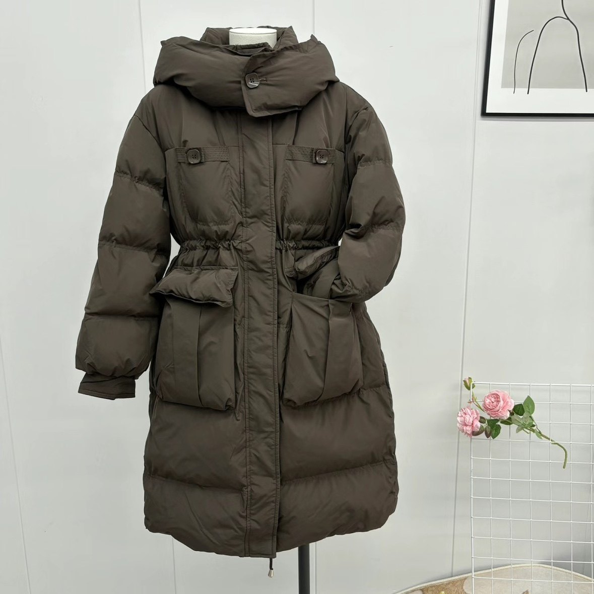 新款时尚韩版中长款羽绒服宽松时尚大口袋白鸭绒连帽保暖外套百搭,女装/女士精品,上衣,淘宝优惠券,粉丝福利购,淘宝优惠卷