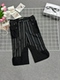 百搭七分裤 女款 韩系复古简约气质显瘦百搭条纹中裤 时尚