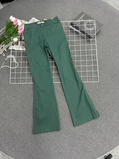 简约微弹低腰微喇裤 2026新款 女款 韩系复古绿色气质显瘦休闲裤 时尚