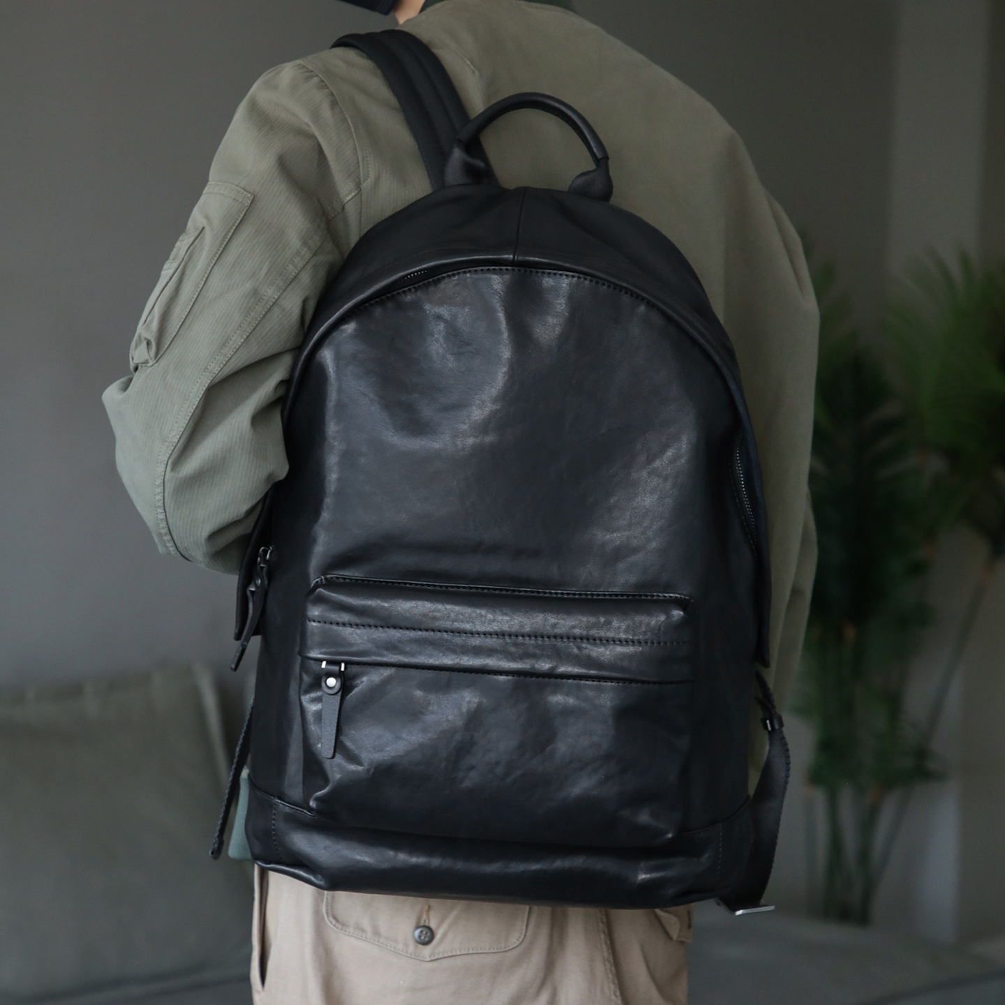 经典款复古植鞣头层牛皮男士旅行背包潮牌真皮大容量双肩包电脑包