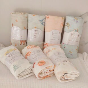 婴儿包巾盖毯夏薄竹棉新生儿裹布包单A类柔软透气浴巾宝宝推车毯