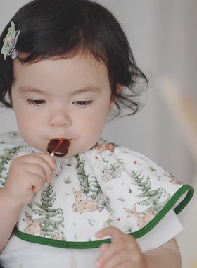 muslin竹棉纱布宝宝口水巾A类圆形360可旋转婴儿围嘴柔软儿童围兜