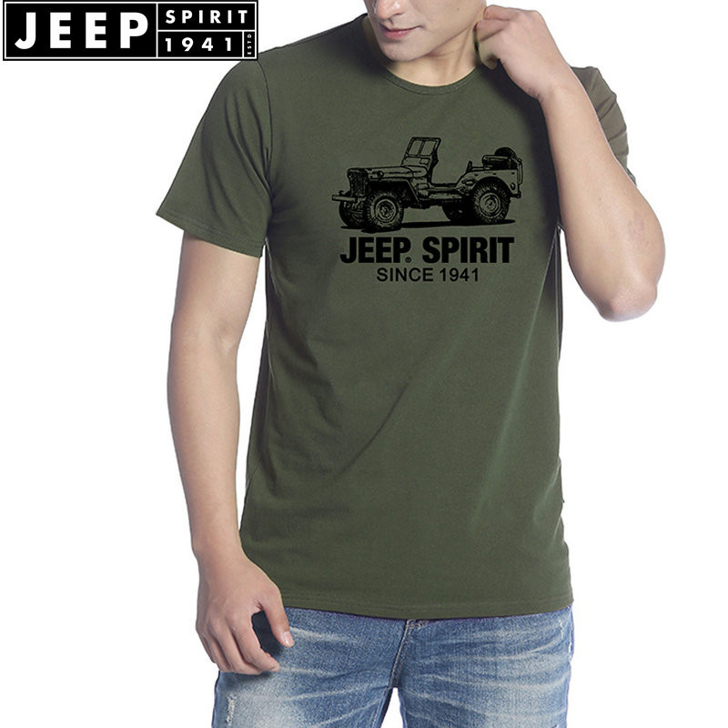 jeepÕýÆ·¶ÌÐätÐôÏļ¾ÄÐÊ¿±¡¿î¼ªÆÕÔ²Áì´¿ÃÞ¿íËÉ´óÂë°ëÐätÐôÉÏÒÂÄÐ
