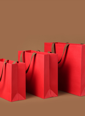 红色牛皮纸袋手提袋服装袋子茶叶企业公司印logo购物手提礼品纸袋